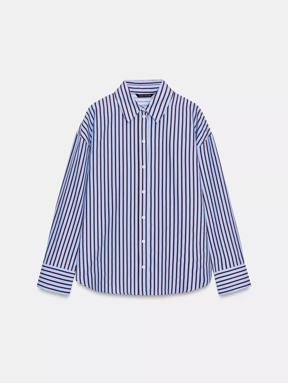 Blue and White Vertical Stripe Men's Button-Up Shirt